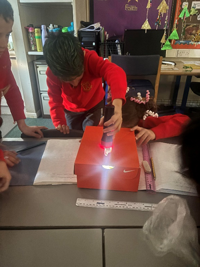 As part of their Science topic, the children have been learning about light and shadows.